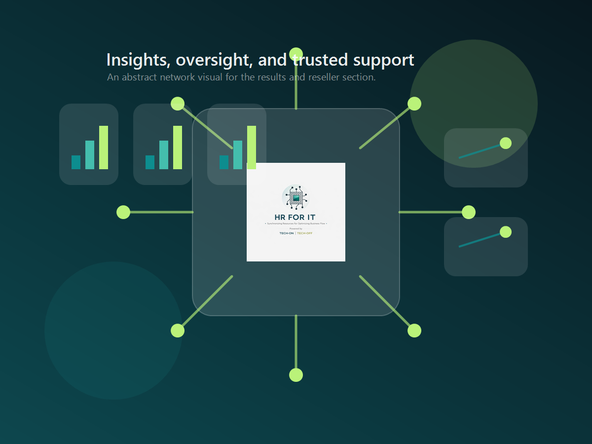 Abstract HRforIT network illustration representing insights, business visibility, and support.